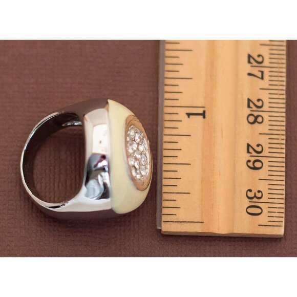 Vintage Art Deco Rhinestones Gold Tone Ring Size 8 1/2 - U1 - Picture 3 of 3